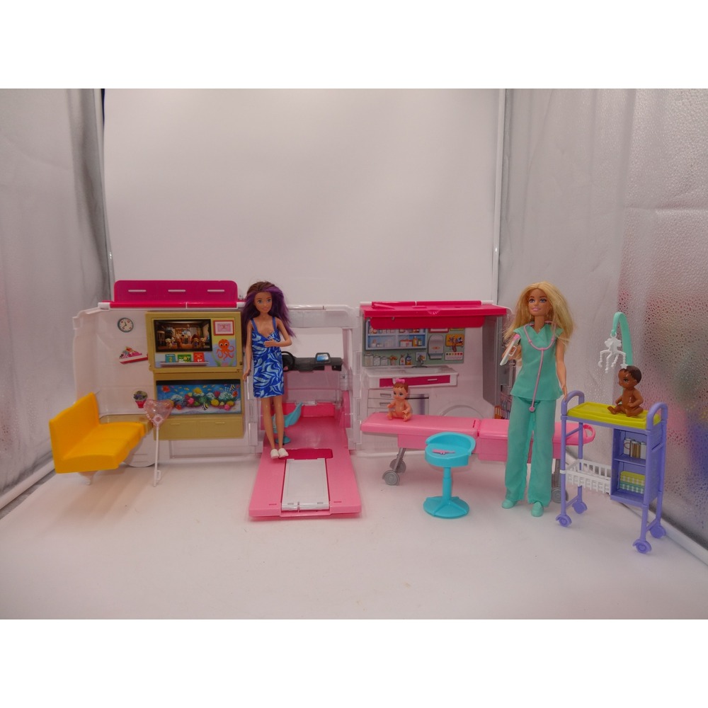 Barbie Care Clinic 2 in 1 Transforming Ambulance Hospital Playset 2 Baby & Dolls